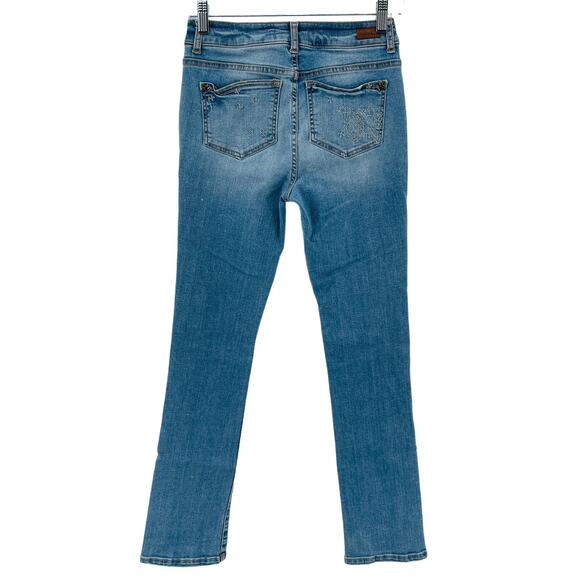 Sundance Blue Denim Straight Leg Medium Wash Embroidered Distressed Jeans W25 - Picture 2 of 11